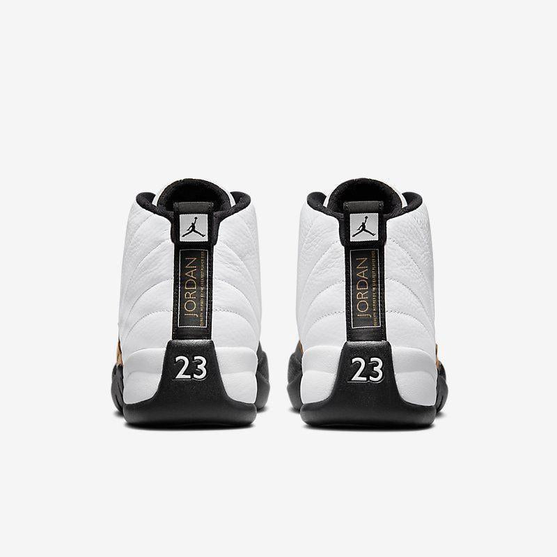Air Jordan 12 Retro 'Royalty Taxi' (2021) [CT8013-170] Athletic Basketball Sports Sneakers in White / Metallic Gold - Black for Unisex Adult Mens - AVBL MRKT (6)