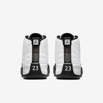 Air Jordan 12 Retro 'Royalty Taxi' (2021) [CT8013-170] Athletic Basketball Sports Sneakers in White / Metallic Gold - Black for Unisex Adult Mens - AVBL MRKT (6)