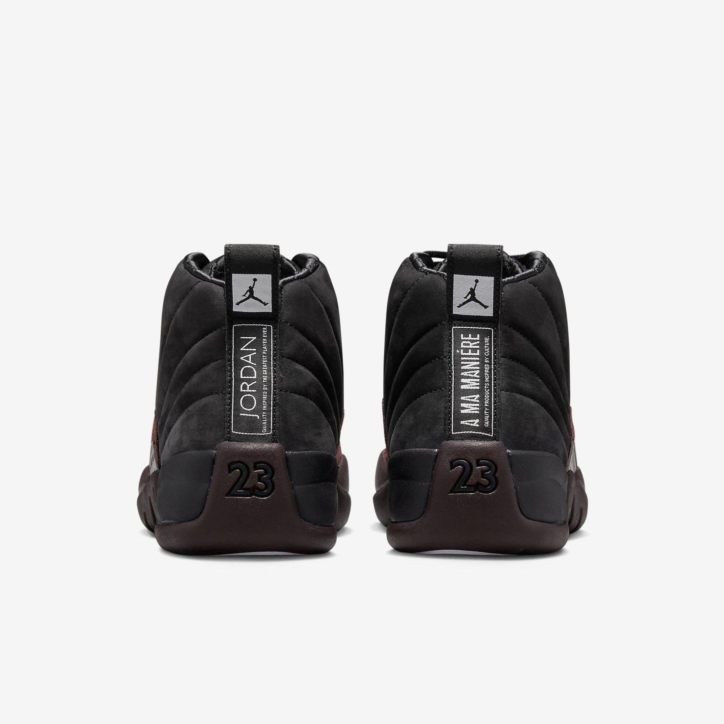 Air Jordan 12 Retro SP x A Ma Maniére 'Black' (2023) (Womens) [DV6989-001] Athletic Basketball Sports Sneakers in Black / Black - Burgundy Crush for Unisex Adult Female Ladies Girls WMNS - AVBL MRKT (7)
