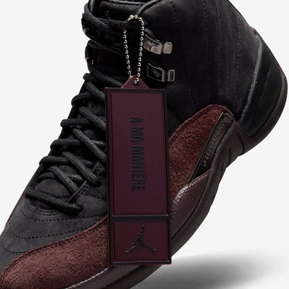 Air Jordan 12 Retro SP x A Ma Maniére 'Black' (2023) (Womens) [DV6989-001] Athletic Basketball Sports Sneakers in Black / Black - Burgundy Crush for Unisex Adult Female Ladies Girls WMNS - AVBL MRKT (8)