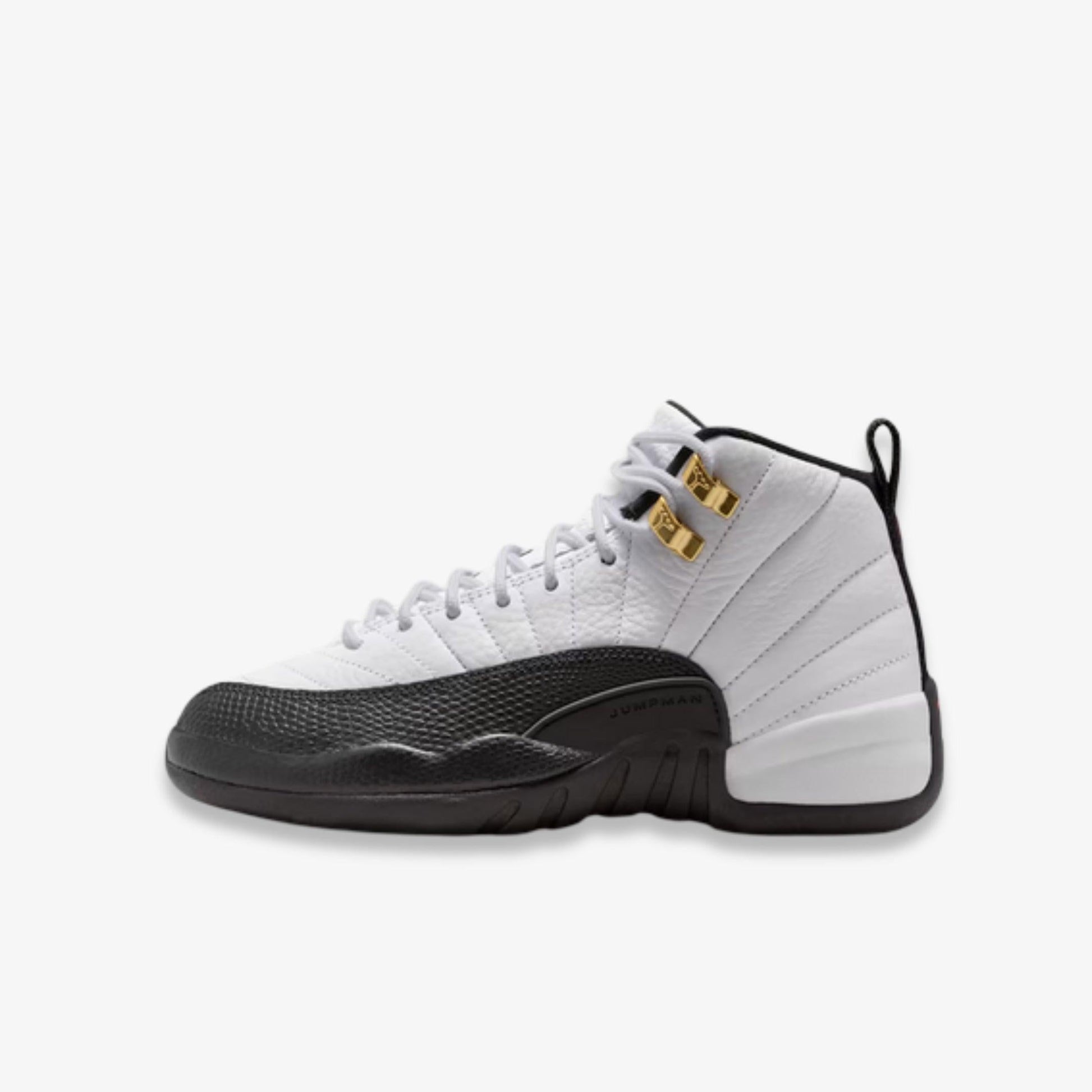 Air Jordan 12 Retro 'Taxi' (2025) (GS) [153265-117] Athletic Basketball Sports Sneakers in White / Black - Taxi for Unisex Youth Kids Junior Boys Girls - AVBL MRKT (2)