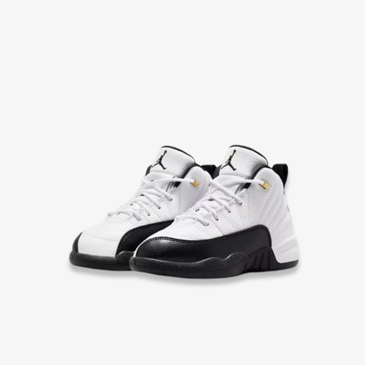 Air Jordan 12 Retro 'Taxi' (2025) (PS) [151186-117] Athletic Basketball Sports Sneakers in White / Black - Taxi for Unisex Little Kids Pre-School Boys Girls - AVBL MRKT (1)