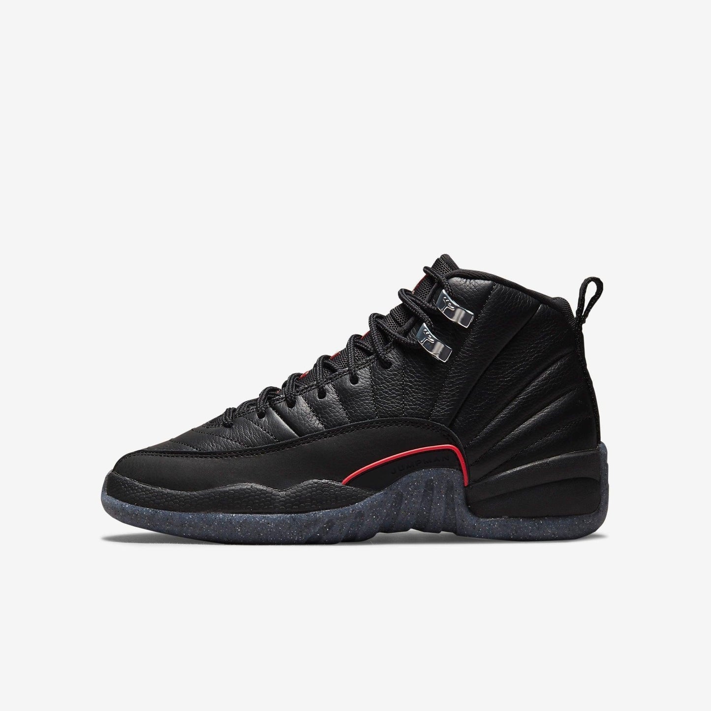Air Jordan 12 Retro 'Utility' (2021) (GS) [DM5204-006] Athletic Basketball Sports Sneakers in Black / Black - Bright Crimson for Unisex Youth Kids Junior Boys Girls - AVBL MRKT (2)