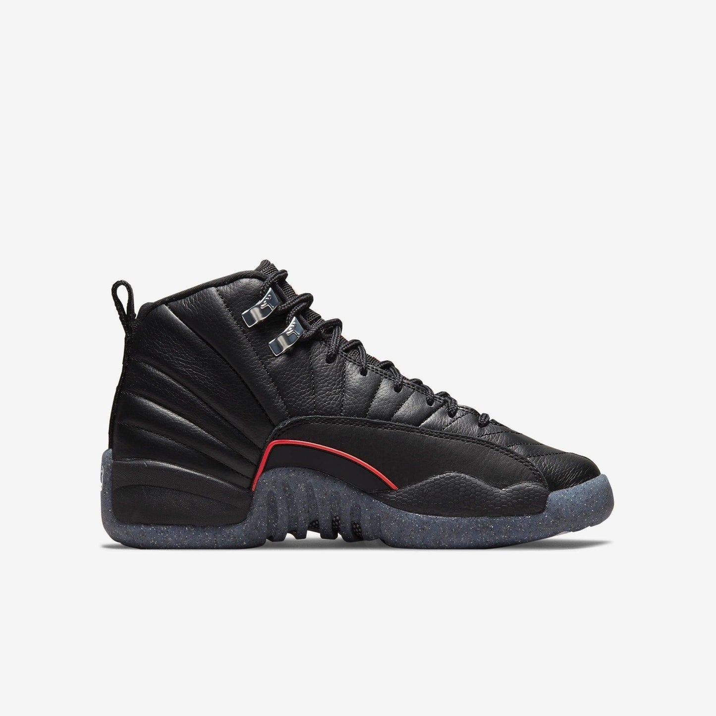 Air Jordan 12 Retro 'Utility' (2021) (GS) [DM5204-006] Athletic Basketball Sports Sneakers in Black / Black - Bright Crimson for Unisex Youth Kids Junior Boys Girls - AVBL MRKT (4)