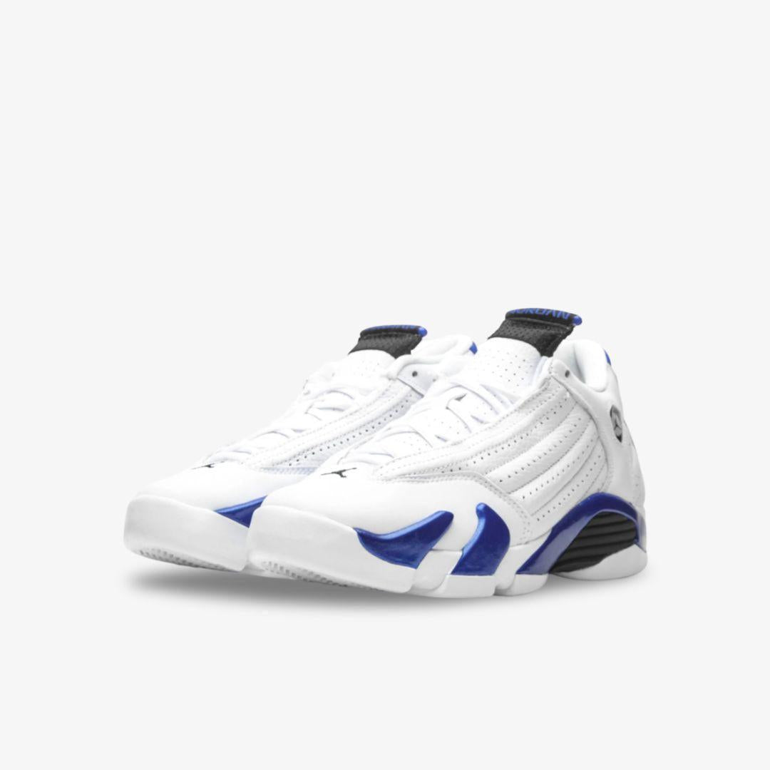 Air Jordan 14 Retro 'Hyper Royal' (2020) (GS) [487524-104] Athletic Basketball Sports Sneakers in White / Black - Hyper Royal for Unisex Youth Kids Junior Boys Girls - AVBL MRKT (1)