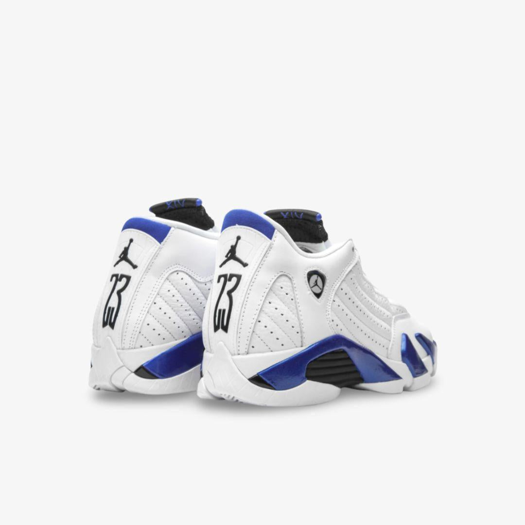 Air Jordan 14 Retro 'Hyper Royal' (2020) (GS) [487524-104] Athletic Basketball Sports Sneakers in White / Black - Hyper Royal for Unisex Youth Kids Junior Boys Girls - AVBL MRKT (4)