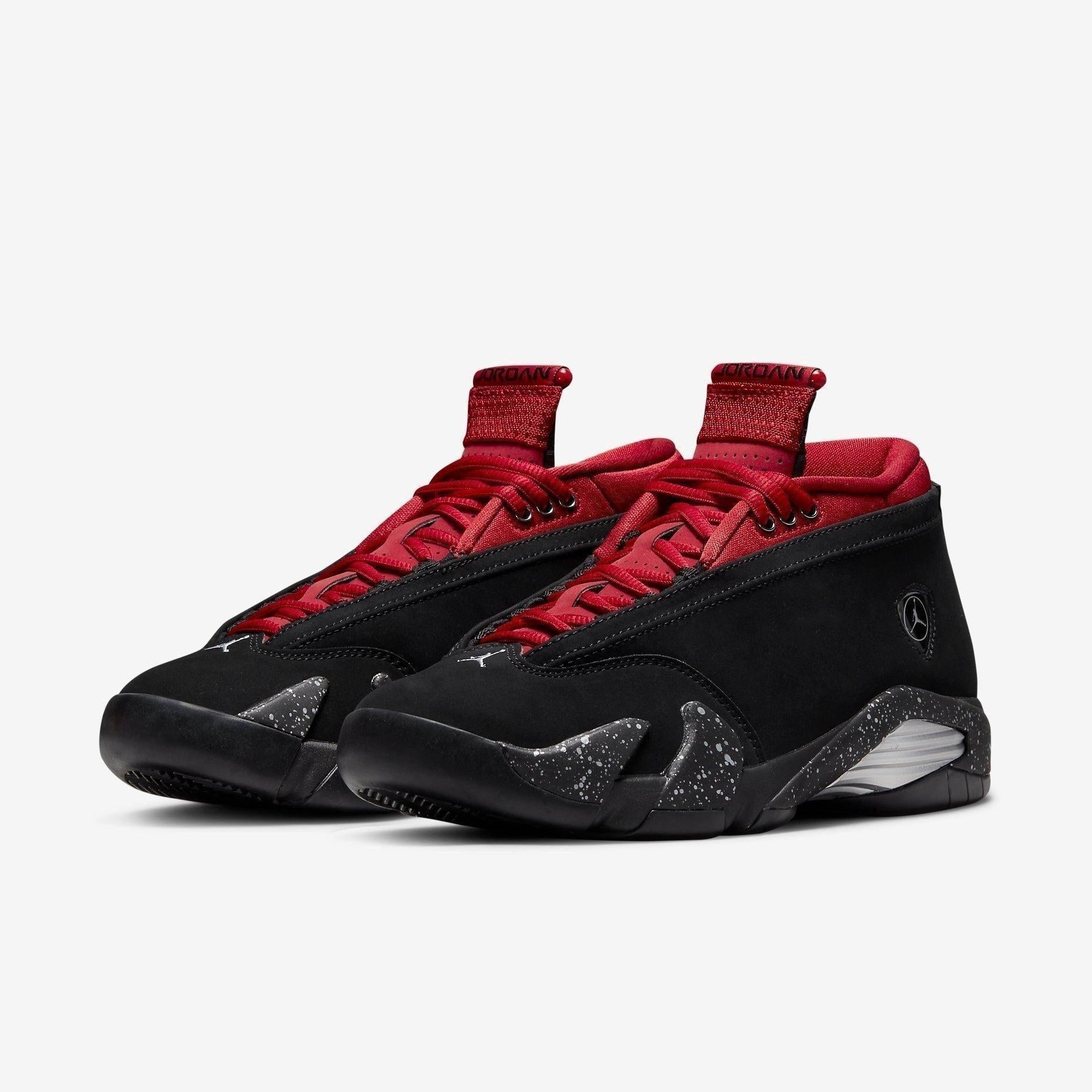 Air Jordan 14 Retro Low 'Red Lipstick' (2021) (Womens) [DH4121-006] Athletic Basketball Sports Sneakers in Black / Gym Red - Metallic Platinum for Unisex Adult Female Ladies Girls WMNS - AVBL MRKT (1)
