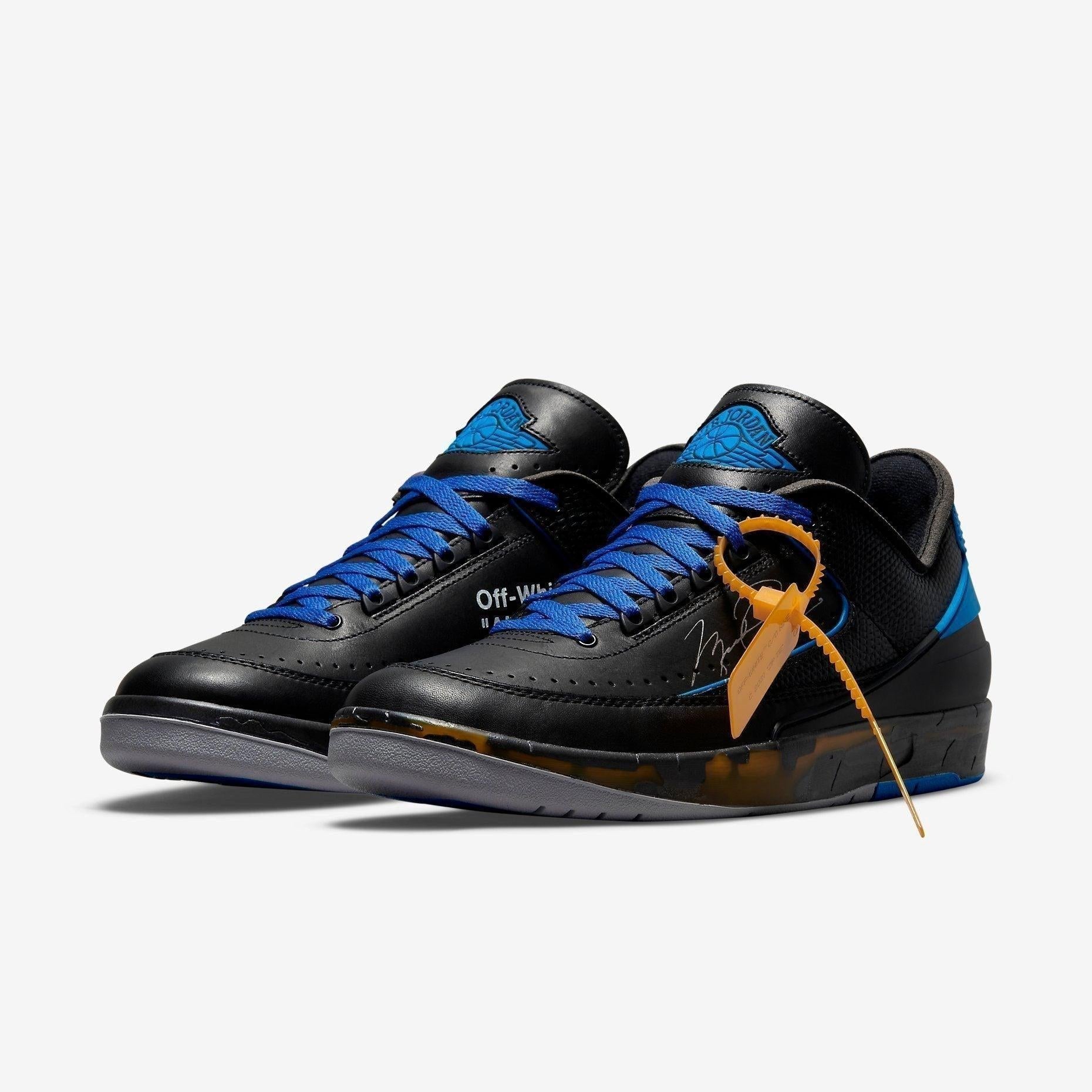Air Jordan 2 Retro Low SP x Off-White 'Varsity Royal' (2021) [DJ4375-004] Athletic Basketball Sports Sneakers in Black / Varsity Royal for Unisex Adult Mens - AVBL MRKT (1)