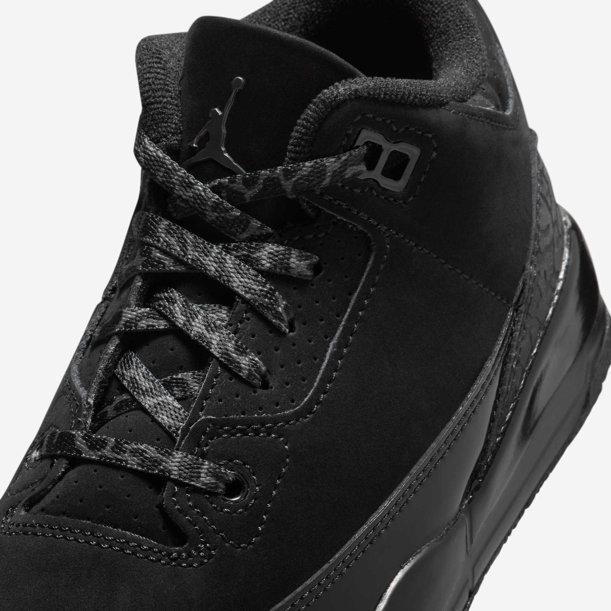 Air Jordan 3 Retro 'Black Cat' (2025) (PS) [DM0966-001] Athletic Basketball Sports Sneakers in Black / Dark Charcoal - Black for Unisex Little Kids Pre-School Boys Girls - AVBL MRKT (7)