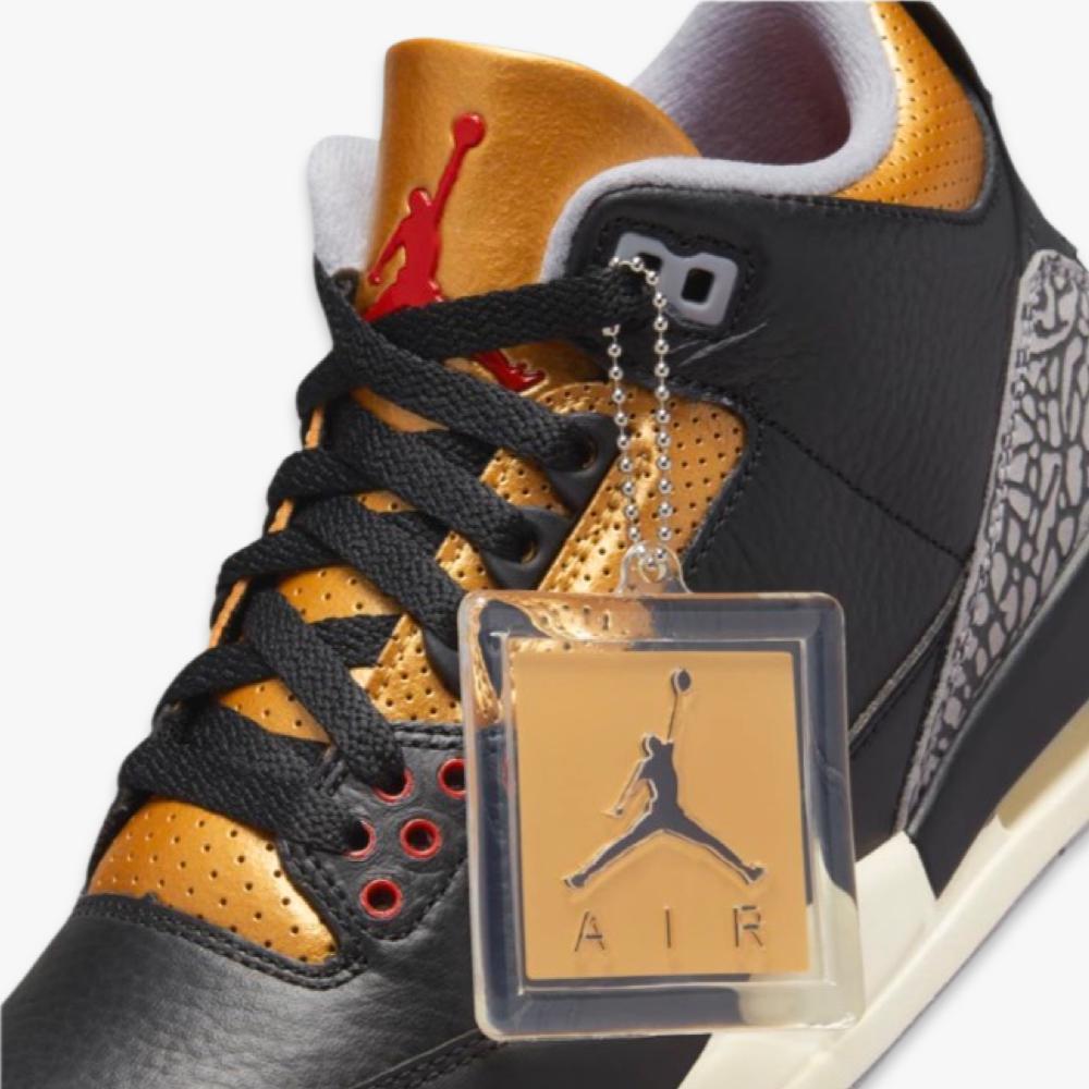 Air Jordan 3 Retro 'Black Cement / Metallic Gold' (2022) (Womens) [CK9246-067] Athletic Basketball Sports Sneakers in Black / Fire Red - Metallic Gold - Sail for Unisex Adult Female Ladies Girls WMNS - AVBL MRKT (7)