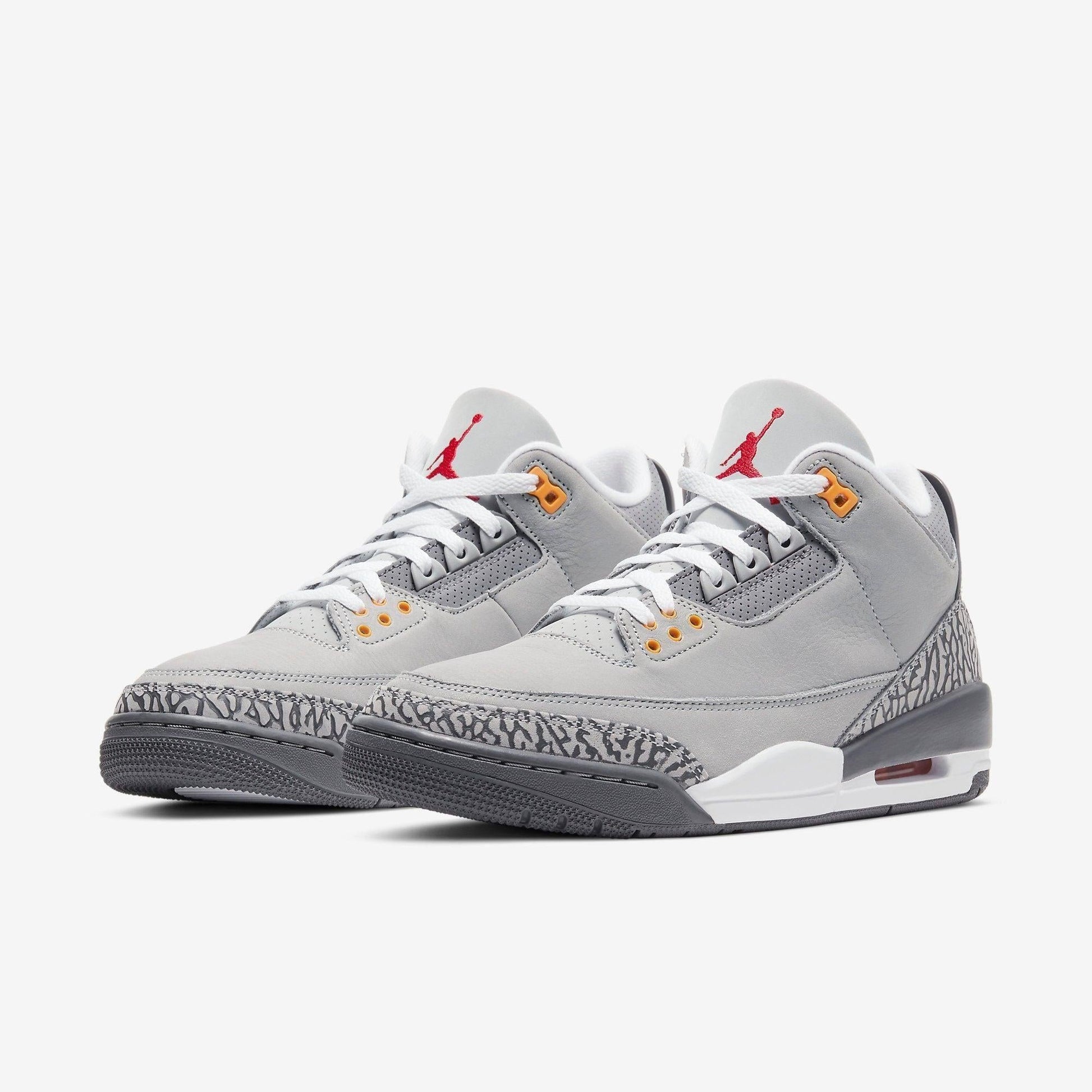 Air Jordan 3 Retro 'Cool Grey' (2021) [CT8532-012] Athletic Basketball Sports Sneakers in Silver / Sport Red - Light Graphite for Unisex Adult Mens - AVBL MRKT (1)
