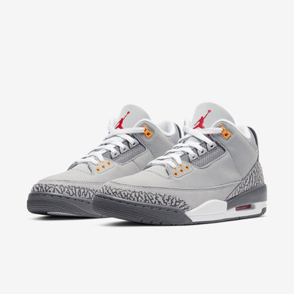 Air Jordan 3 Retro 'Cool Grey' (2021) [CT8532-012] Athletic Basketball Sports Sneakers in Silver / Sport Red - Light Graphite for Unisex Adult Mens - AVBL MRKT (1)