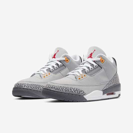 Air Jordan 3 Retro 'Cool Grey' (2021) [CT8532-012] Athletic Basketball Sports Sneakers in Silver / Sport Red - Light Graphite for Unisex Adult Mens - AVBL MRKT (1)