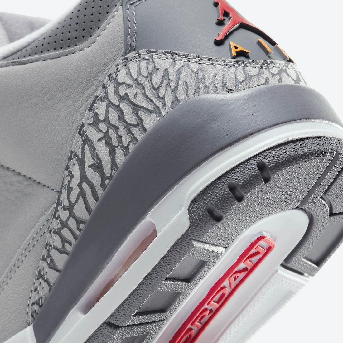 Air Jordan 3 Retro 'Cool Grey' (2021) [CT8532-012] Athletic Basketball Sports Sneakers in Silver / Sport Red - Light Graphite for Unisex Adult Mens - AVBL MRKT (8)