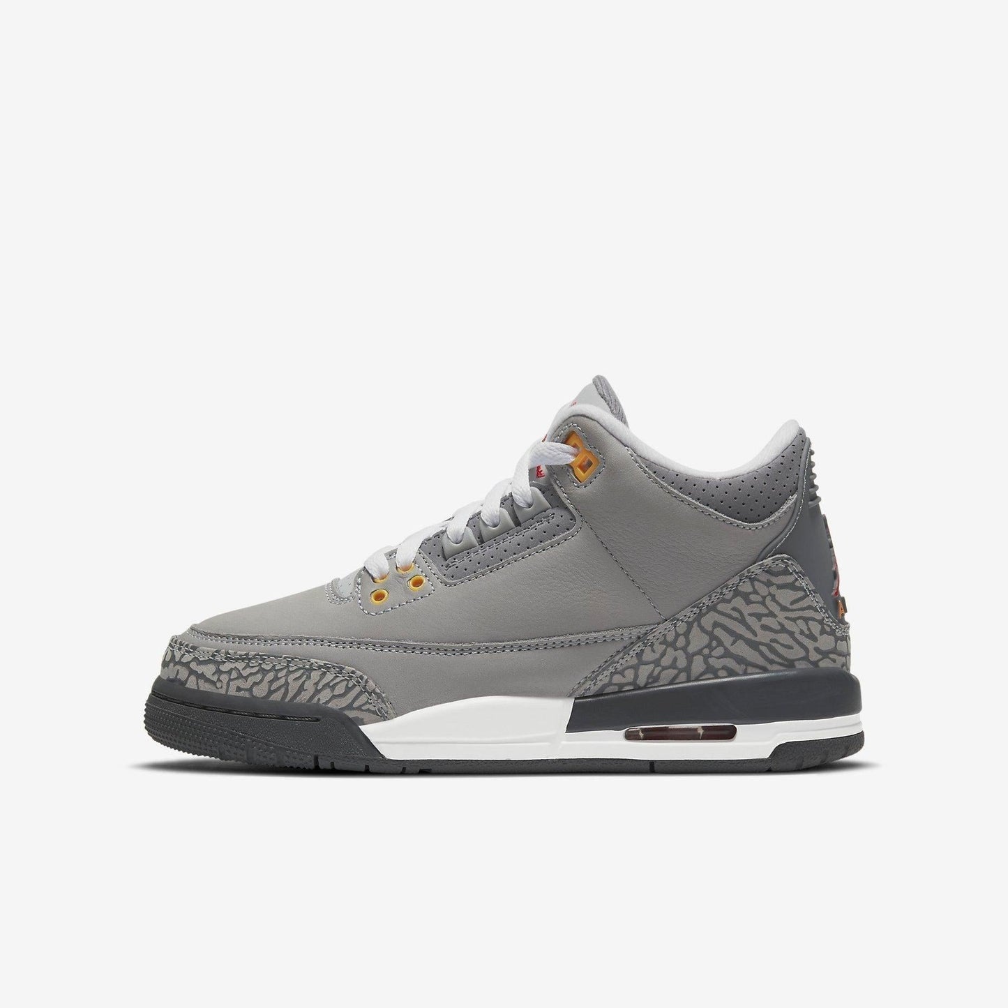 Air Jordan 3 Retro 'Cool Grey' (2021) (GS) [398614-012] Athletic Basketball Sports Sneakers in Silver / Sport Red - Light Graphite for Unisex Youth Kids Junior Boys Girls - AVBL MRKT (2)