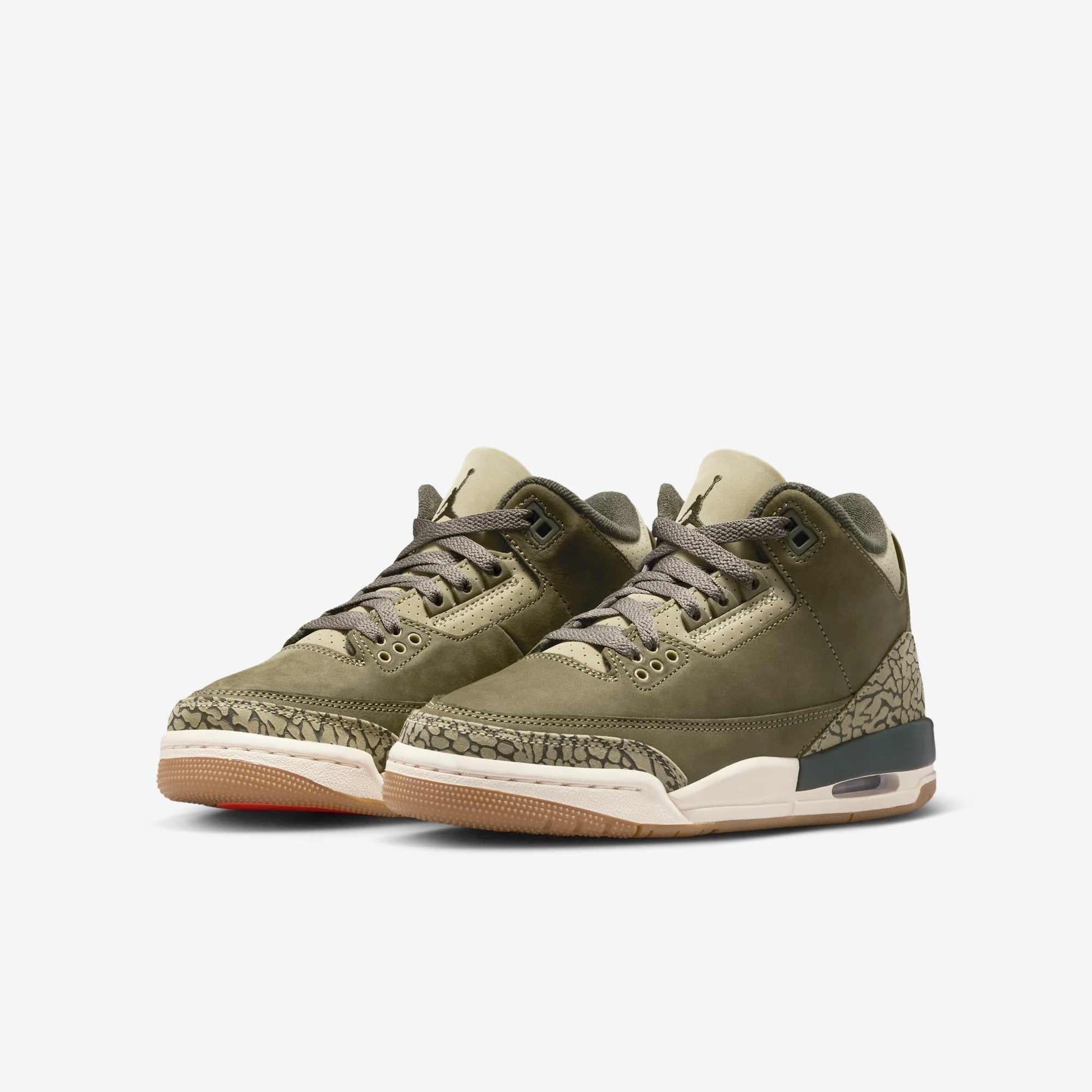 Air Jordan 3 Retro 'Family Affair / Medium Olive' (2025) (GS) [DM0967-202] Athletic Basketball Sports Sneakers in Medium Olive / Sequoia for Unisex Youth Kids Junior Boys Girls - AVBL MRKT (1)