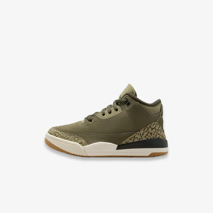 Air Jordan 3 Retro 'Family Affair / Medium Olive' (2025) (PS) [DM0966-202] Athletic Basketball Sports Sneakers in Medium Olive / Sequoia for Unisex Little Kids Pre-School Boys Girls - AVBL MRKT (2)