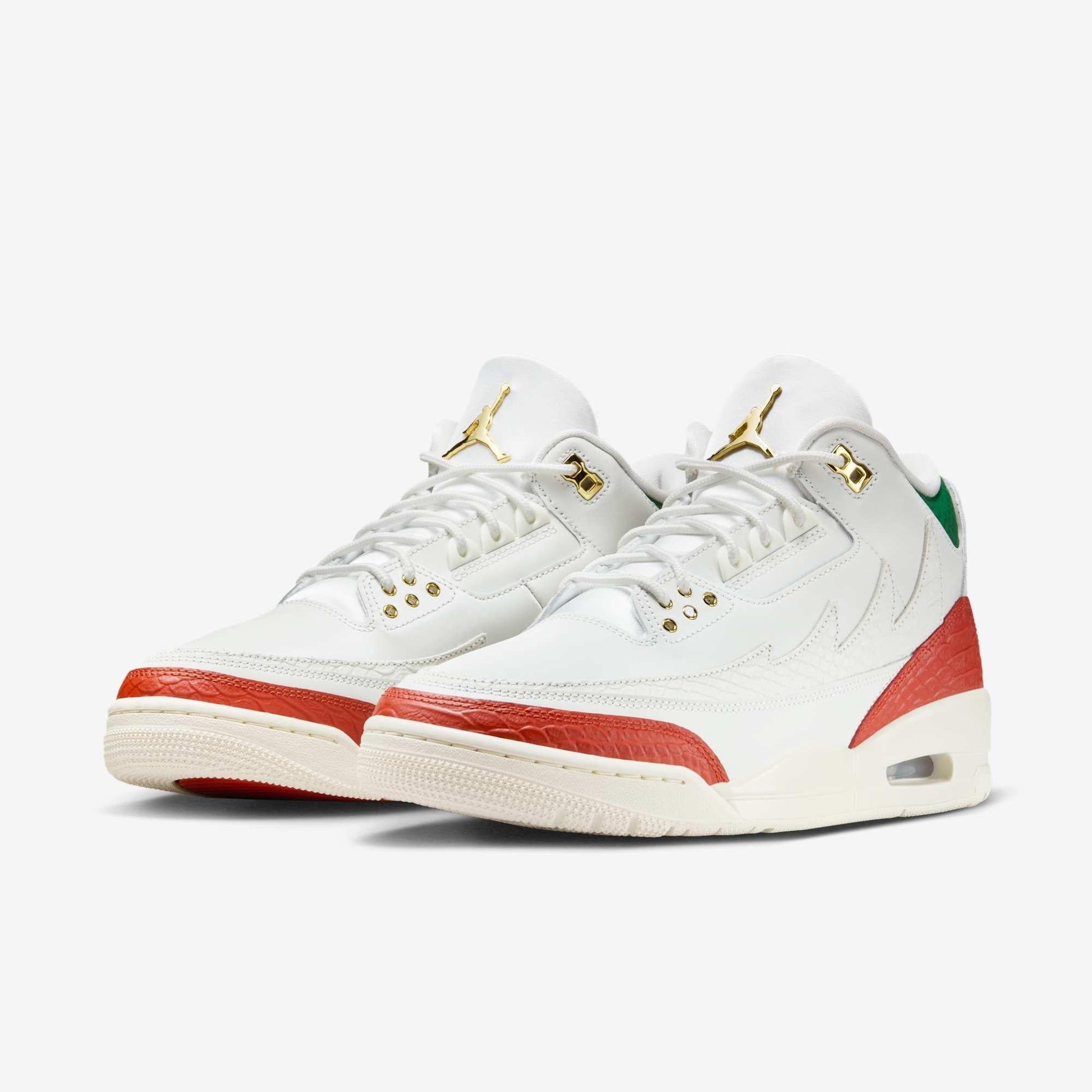 Air Jordan 3 Retro 'Mexico El Vuelo / Que Fuerza - Mas Vale Mana' (2025) [IO1752-100] Athletic Basketball Sports Sneakers in Summit White / Metallic Gold - Pine Green - Red for Unisex Adult Mens - AVBL MRKT (1)