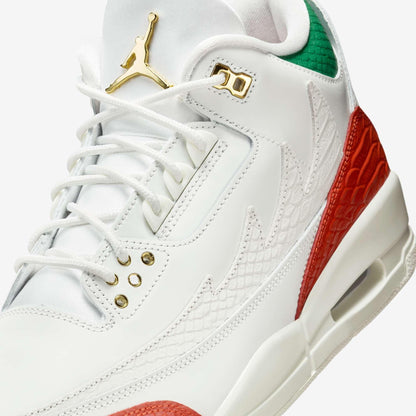 Air Jordan 3 Retro 'Mexico El Vuelo / Que Fuerza - Mas Vale Mana' (2025) [IO1752-100] Athletic Basketball Sports Sneakers in Summit White / Metallic Gold - Pine Green - Red for Unisex Adult Mens - AVBL MRKT (8)
