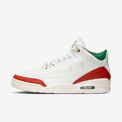 Air Jordan 3 Retro 'Mexico El Vuelo / Que Fuerza - Mas Vale Mana' (2025) [IO1752-100] Athletic Basketball Sports Sneakers in Summit White / Metallic Gold - Pine Green - Red for Unisex Adult Mens - AVBL MRKT (2)