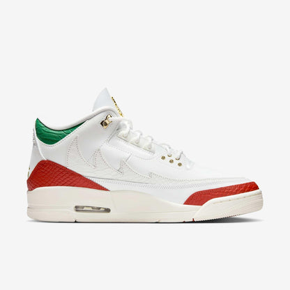 Air Jordan 3 Retro 'Mexico El Vuelo / Que Fuerza - Mas Vale Mana' (2025) [IO1752-100] Athletic Basketball Sports Sneakers in Summit White / Metallic Gold - Pine Green - Red for Unisex Adult Mens - AVBL MRKT (4)