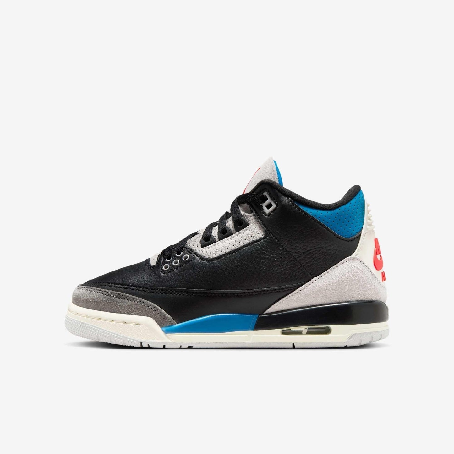 Air Jordan 3 Retro OG 'Rare Air' (2025) (GS) [IB8968-004] Athletic Basketball Sports Sneakers in Black / Chile Red - Neutral Grey - Military Blue for Unisex Youth Kids Junior Boys Girls - AVBL MRKT (2)