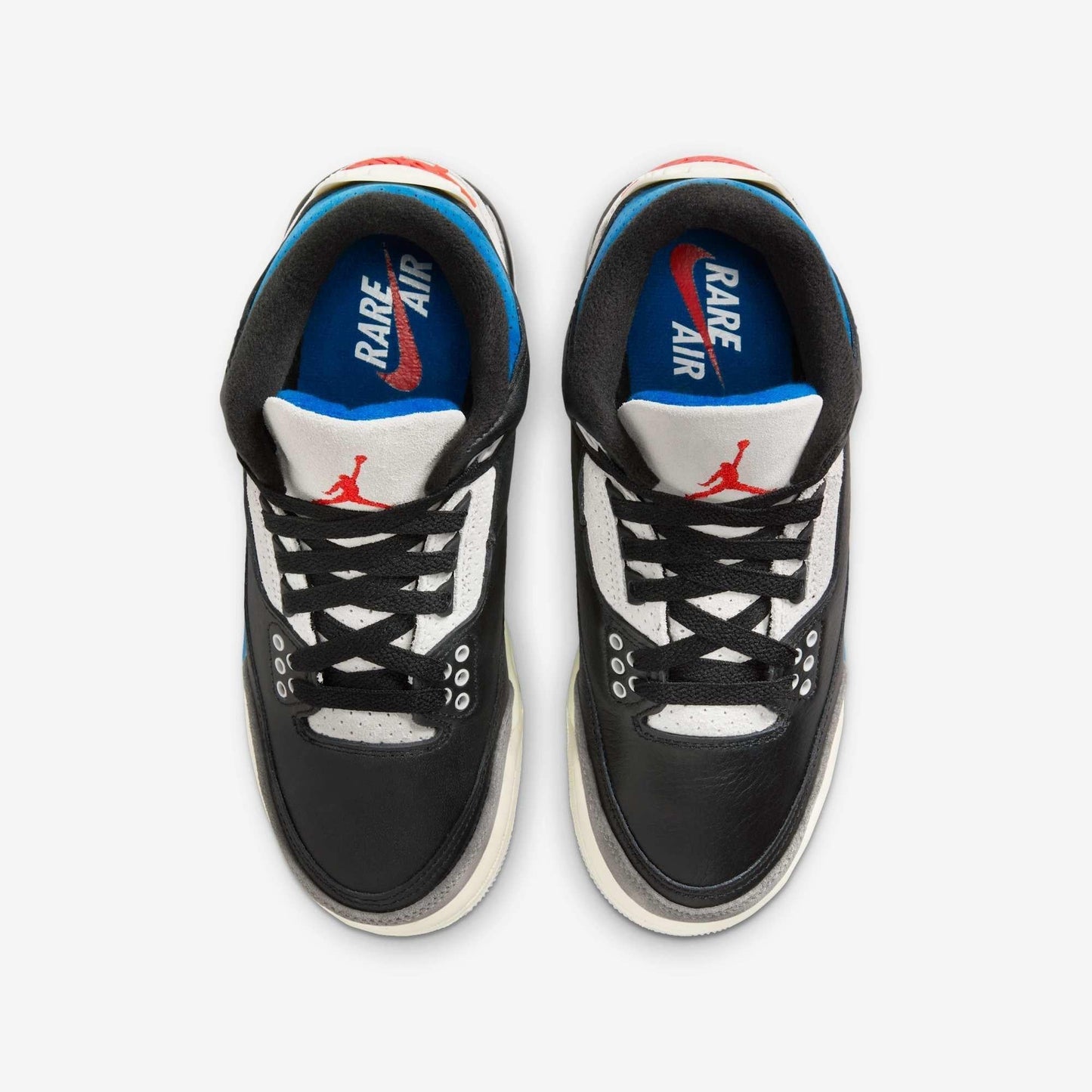 Air Jordan 3 Retro OG 'Rare Air' (2025) (GS) [IB8968-004] Athletic Basketball Sports Sneakers in Black / Chile Red - Neutral Grey - Military Blue for Unisex Youth Kids Junior Boys Girls - AVBL MRKT (5)