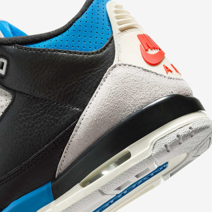 Air Jordan 3 Retro OG 'Rare Air' (2025) (GS) [IB8968-004] Athletic Basketball Sports Sneakers in Black / Chile Red - Neutral Grey - Military Blue for Unisex Youth Kids Junior Boys Girls - AVBL MRKT (8)