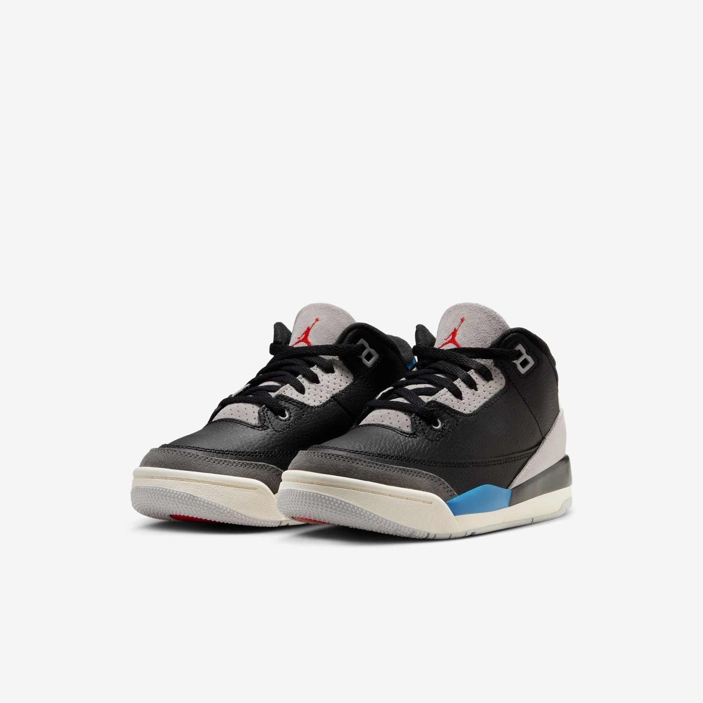 Air Jordan 3 Retro OG 'Rare Air' (2025) (PS) [IB8969-004] Athletic Basketball Sports Sneakers in Black / Chile Red - Neutral Grey - Military Blue for Unisex Little Kids Pre-School Boys Girls - AVBL MRKT (1)