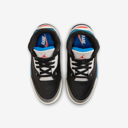 Air Jordan 3 Retro OG 'Rare Air' (2025) (PS) [IB8969-004] Athletic Basketball Sports Sneakers in Black / Chile Red - Neutral Grey - Military Blue for Unisex Little Kids Pre-School Boys Girls - AVBL MRKT (5)