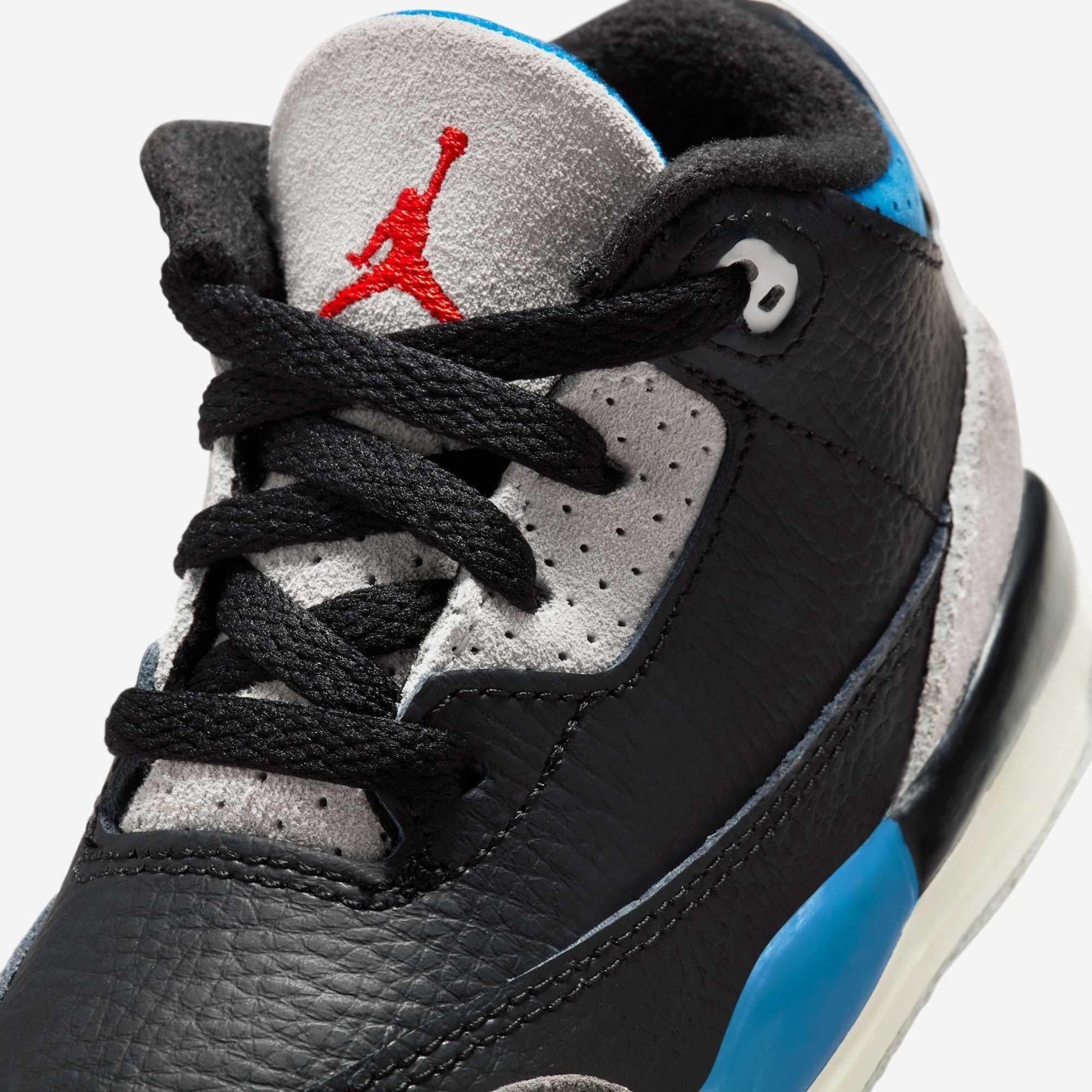 Air Jordan 3 Retro OG 'Rare Air' (2025) (TD) [IB8966-004] Athletic Basketball Sports Sneakers in Black / Chile Red - Neutral Grey - Military Blue for Unisex Baby Infant Toddler - AVBL MRKT (7)