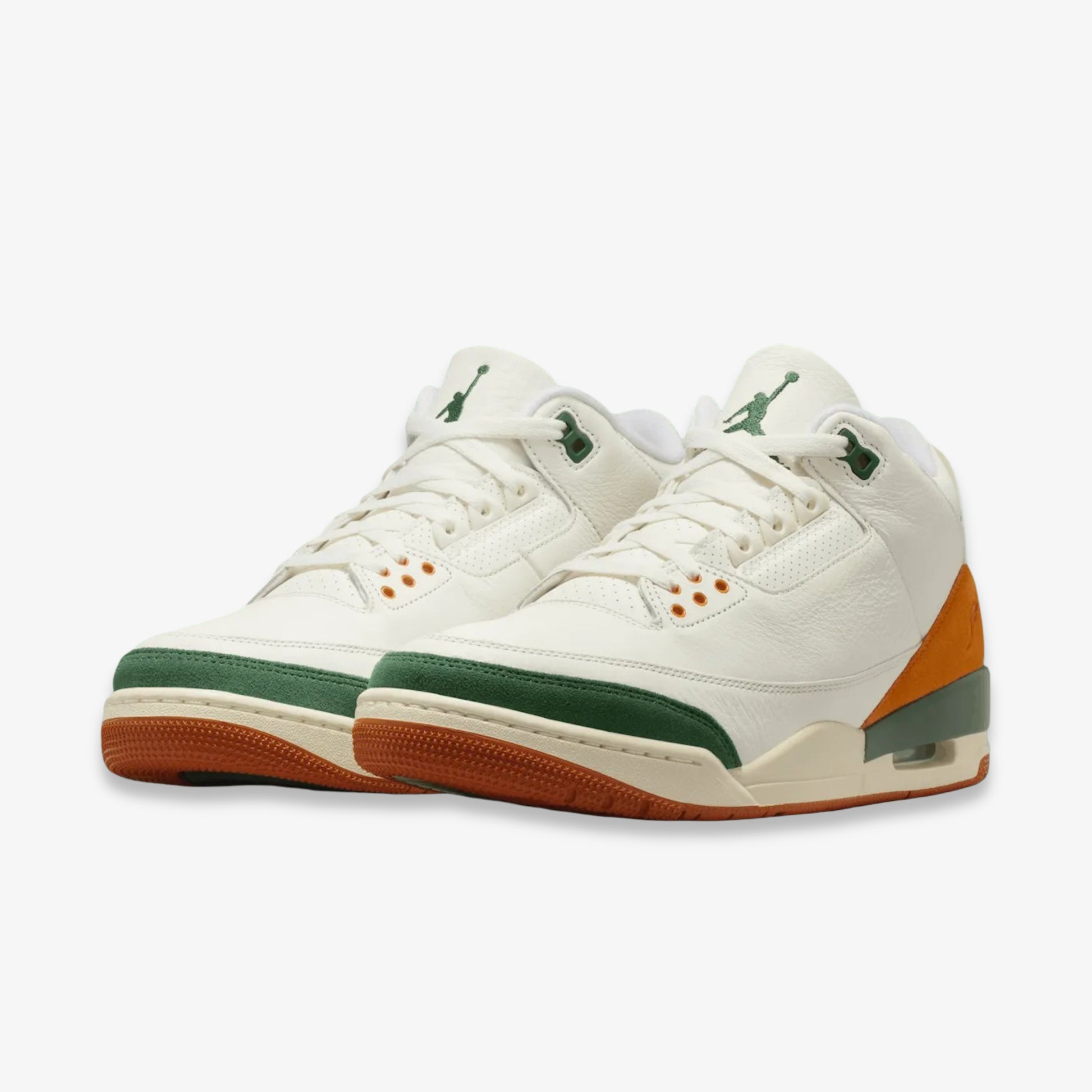 Air Jordan 3 Retro OG SP x SoleFly 'Fruits of our Labor / Miami Hurricanes' (2025) [IF4491-100] Athletic Basketball Sports Sneakers in Sail / Gorge Green - Bright Mandarin - Sail for Unisex Adult Mens - AVBL MRKT (1)