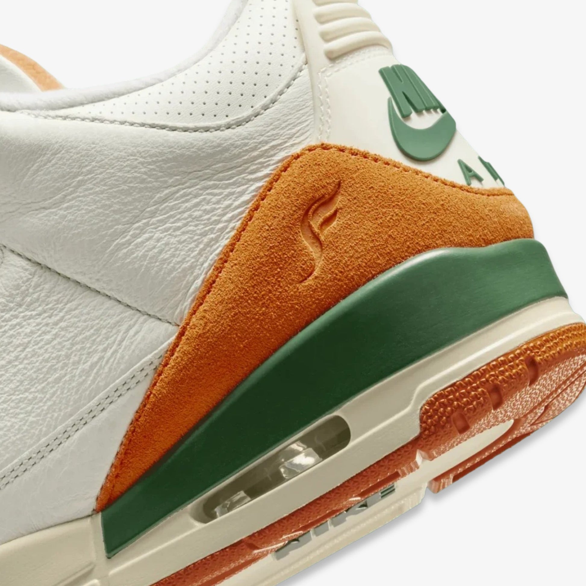 Air Jordan 3 Retro OG SP x SoleFly 'Fruits of our Labor / Miami Hurricanes' (2025) [IF4491-100] Athletic Basketball Sports Sneakers in Sail / Gorge Green - Bright Mandarin - Sail for Unisex Adult Mens - AVBL MRKT (7)