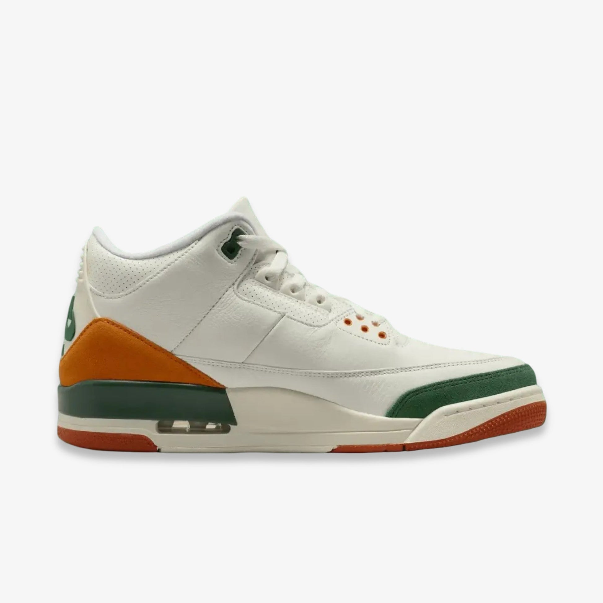 Air Jordan 3 Retro OG SP x SoleFly 'Fruits of our Labor / Miami Hurricanes' (2025) [IF4491-100] Athletic Basketball Sports Sneakers in Sail / Gorge Green - Bright Mandarin - Sail for Unisex Adult Mens - AVBL MRKT (4)