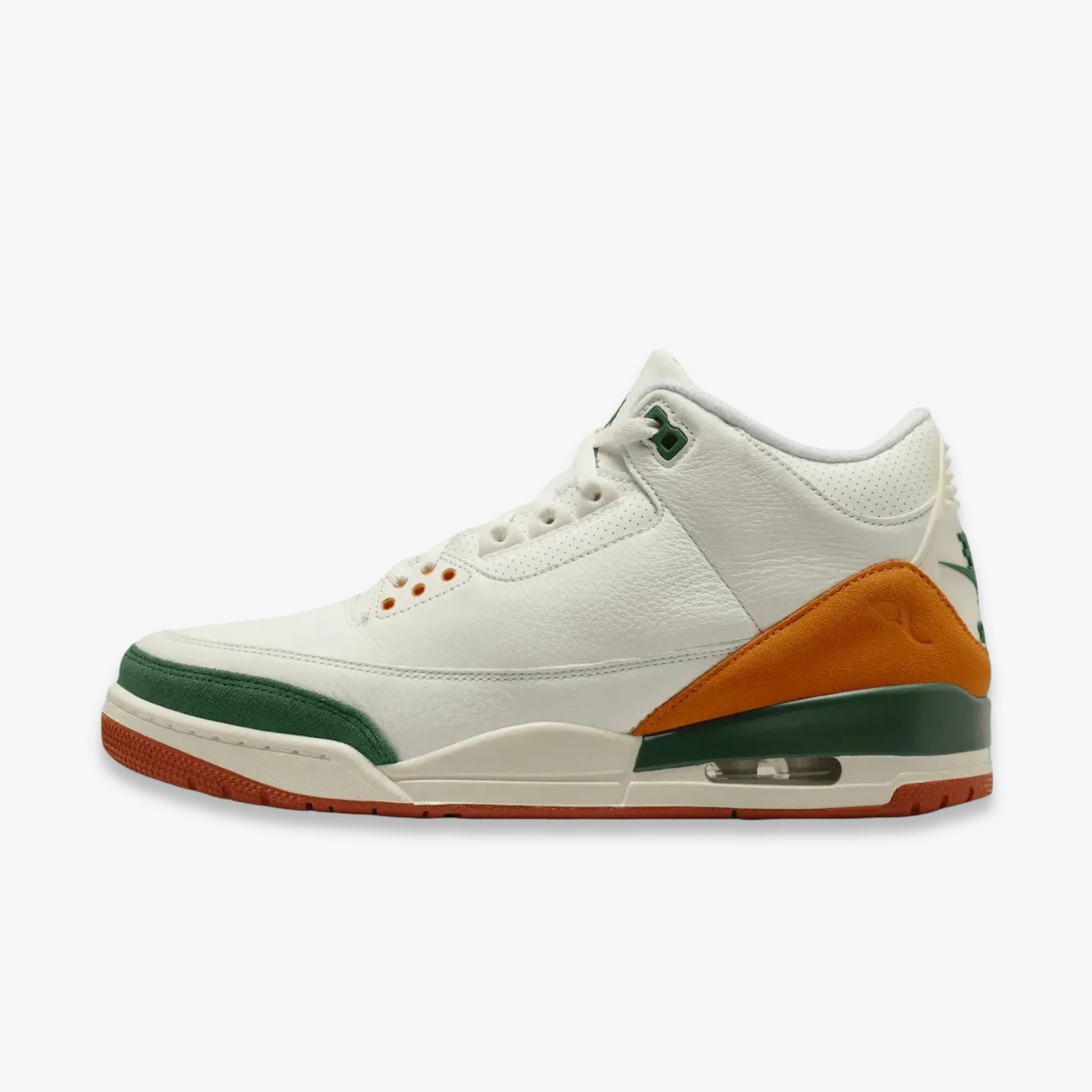 Air Jordan 3 Retro OG SP x SoleFly 'Fruits of our Labor / Miami Hurricanes' (2025) [IF4491-100] Athletic Basketball Sports Sneakers in Sail / Gorge Green - Bright Mandarin - Sail for Unisex Adult Mens - AVBL MRKT (2)