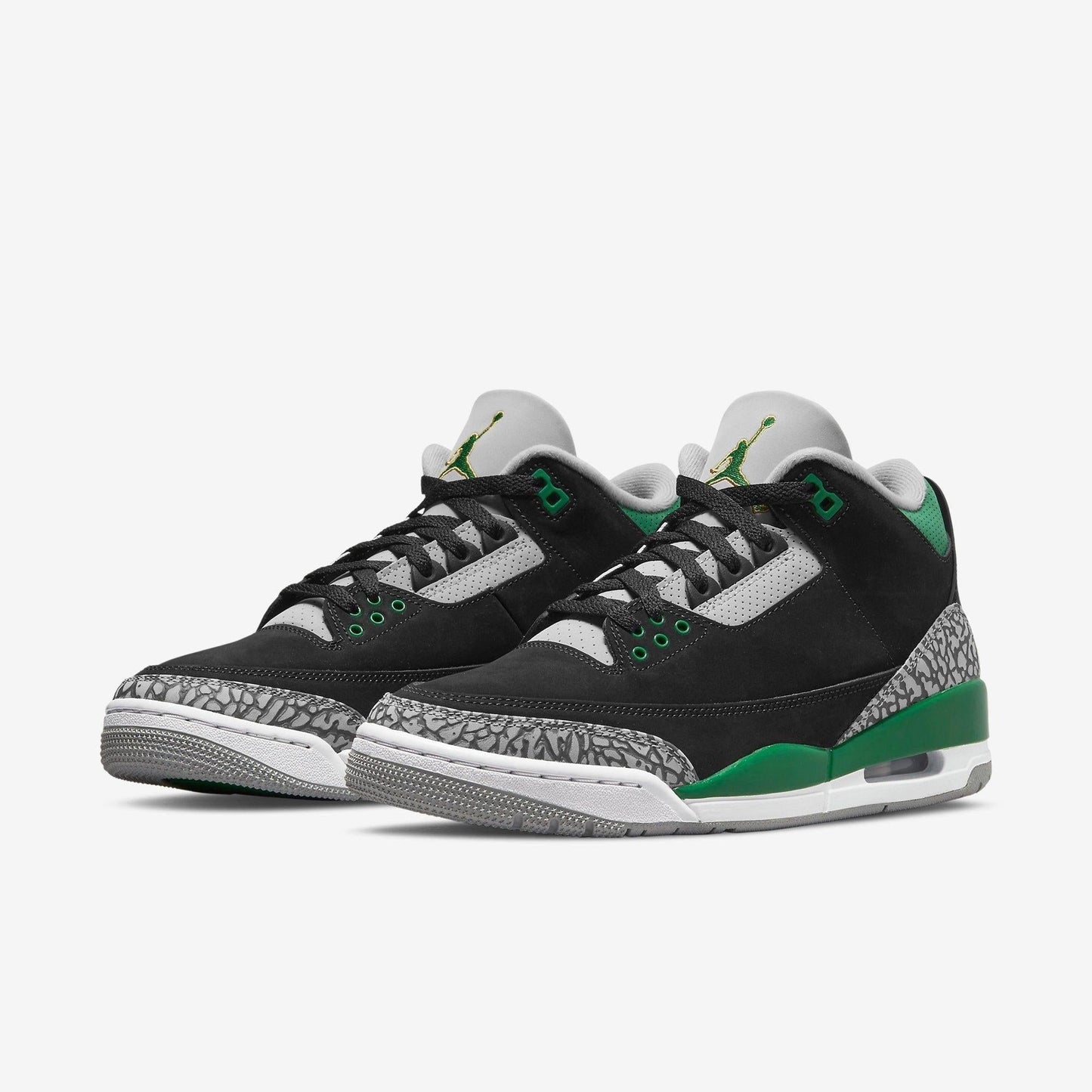 Air Jordan 3 Retro 'Pine Green' (2021) [CT8532-030] Athletic Basketball Sports Sneakers in Black / Pine Green - Silver - White for Unisex Adult Mens - AVBL MRKT (1)