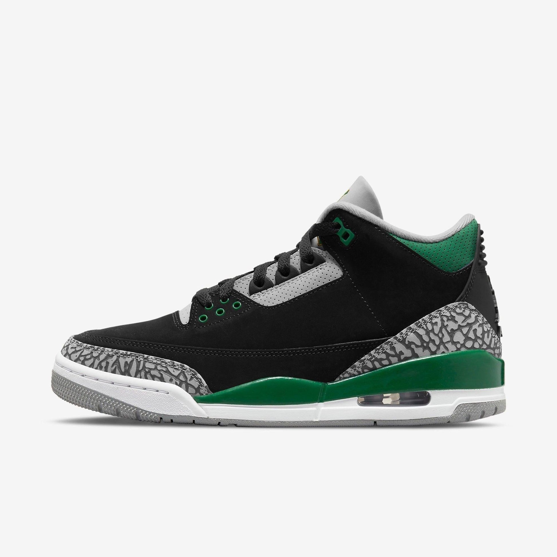 Air Jordan 3 Retro 'Pine Green' (2021) [CT8532-030] Athletic Basketball Sports Sneakers in Black / Pine Green - Silver - White for Unisex Adult Mens - AVBL MRKT (2)