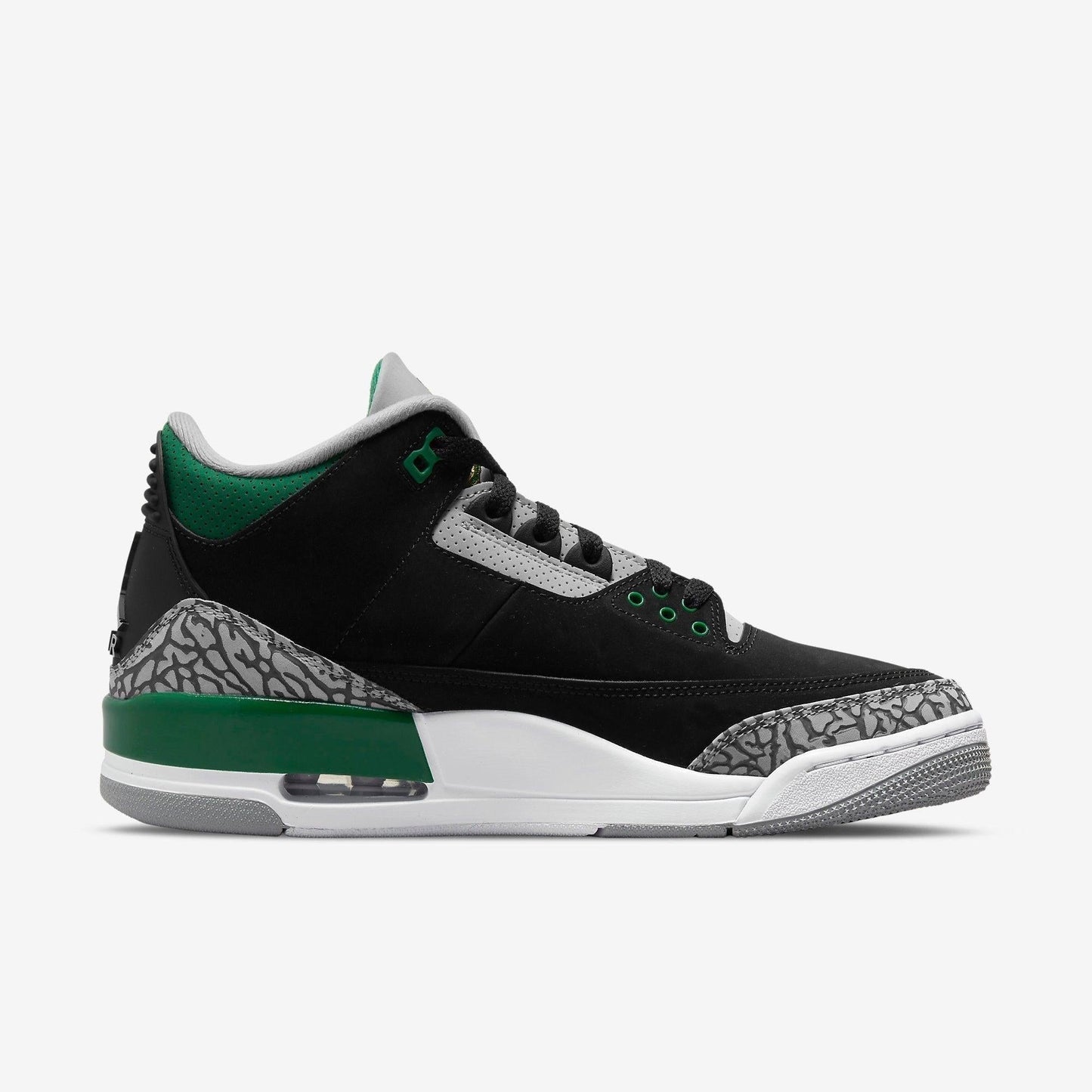 Air Jordan 3 Retro 'Pine Green' (2021) [CT8532-030] Athletic Basketball Sports Sneakers in Black / Pine Green - Silver - White for Unisex Adult Mens - AVBL MRKT (4)