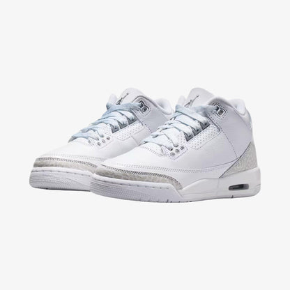 Air Jordan 3 Retro 'Pure Money' (2025) (GS) [DM0967-111] Athletic Basketball Sports Sneakers in White / Metallic Silver - White for Unisex Youth Kids Junior Boys Girls - AVBL MRKT (1)