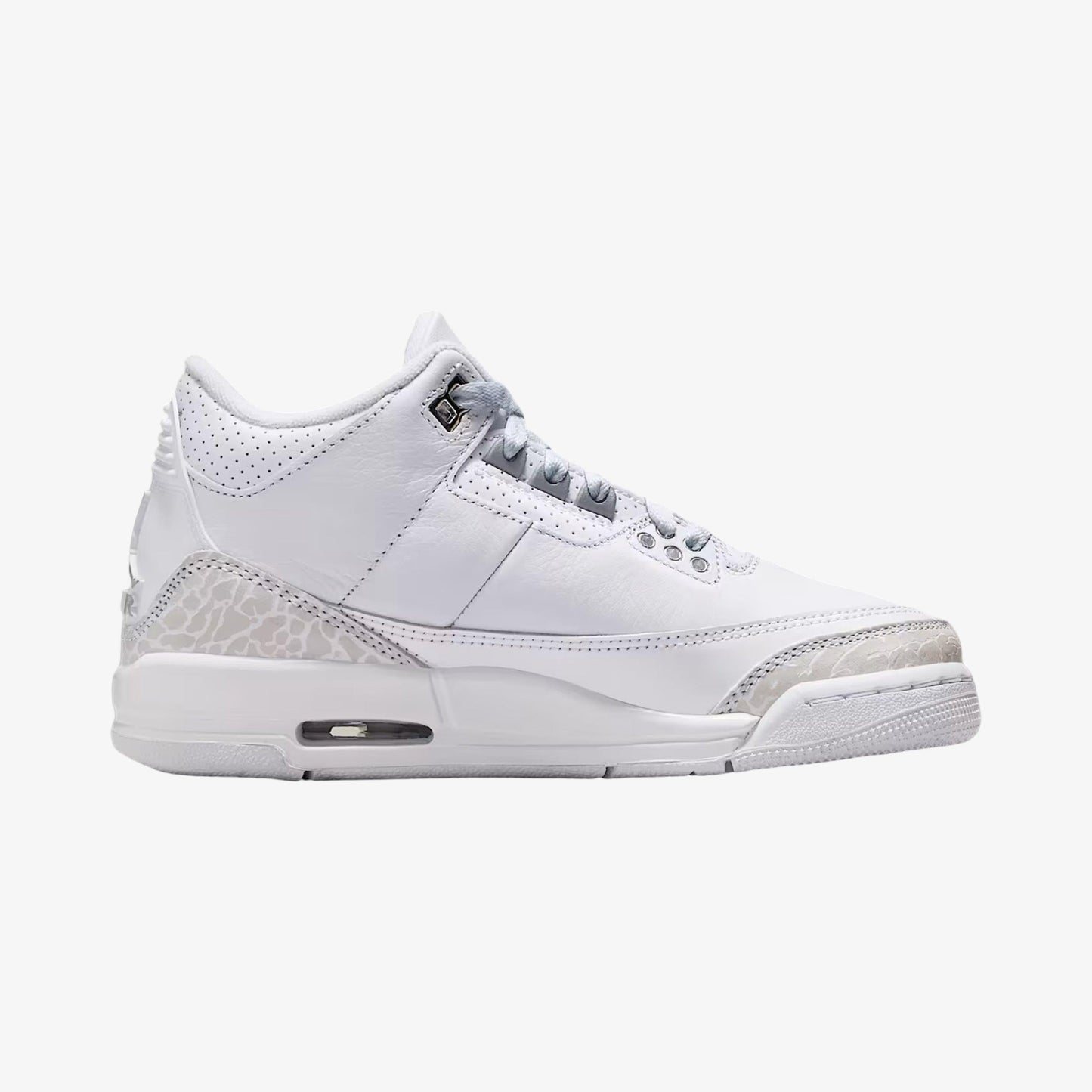 Air Jordan 3 Retro 'Pure Money' (2025) (GS) [DM0967-111] Athletic Basketball Sports Sneakers in White / Metallic Silver - White for Unisex Youth Kids Junior Boys Girls - AVBL MRKT (4)