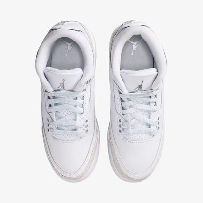 Air Jordan 3 Retro 'Pure Money' (2025) (GS) [DM0967-111] Athletic Basketball Sports Sneakers in White / Metallic Silver - White for Unisex Youth Kids Junior Boys Girls - AVBL MRKT (5)