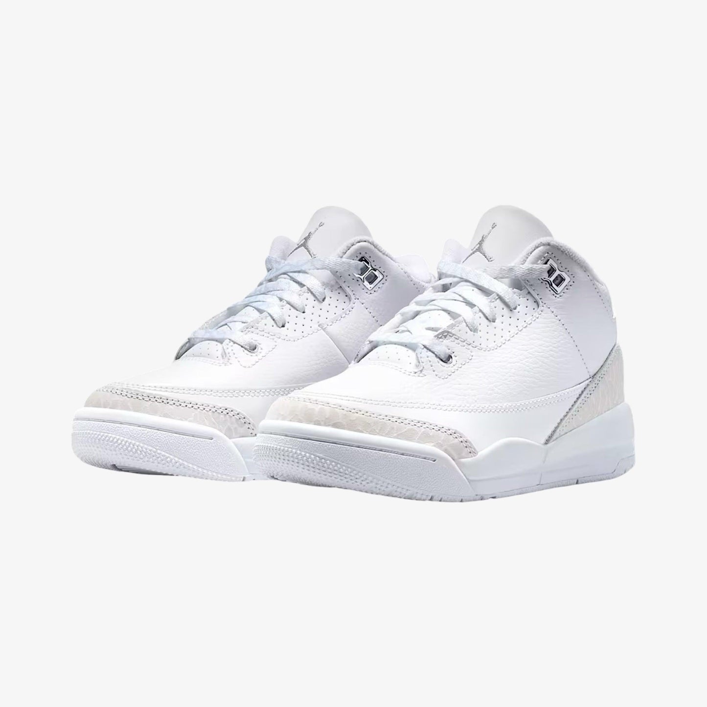 Air Jordan 3 Retro 'Pure Money' (2025) (PS) [DM0966-111] Athletic Basketball Sports Sneakers in White / Metallic Silver - White for Unisex Little Kids Pre-School Boys Girls - AVBL MRKT (1)