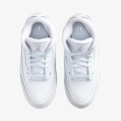 Air Jordan 3 Retro 'Pure Money' (2025) (PS) [DM0966-111] Athletic Basketball Sports Sneakers in White / Metallic Silver - White for Unisex Little Kids Pre-School Boys Girls - AVBL MRKT (5)