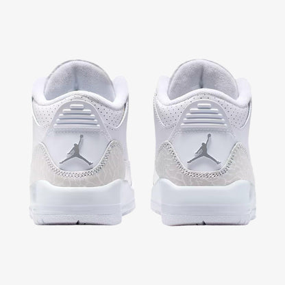 Air Jordan 3 Retro 'Pure Money' (2025) (PS) [DM0966-111] Athletic Basketball Sports Sneakers in White / Metallic Silver - White for Unisex Little Kids Pre-School Boys Girls - AVBL MRKT (6)