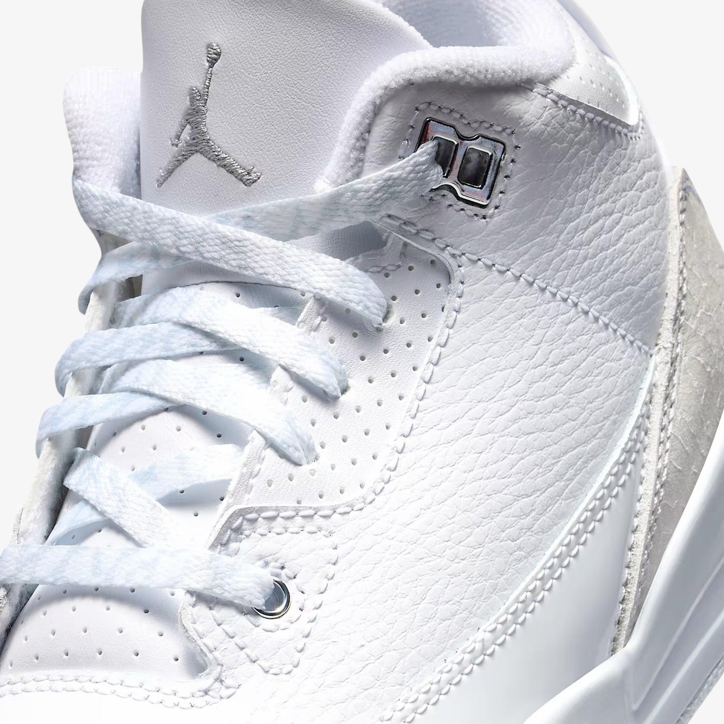 Air Jordan 3 Retro 'Pure Money' (2025) (PS) [DM0966-111] Athletic Basketball Sports Sneakers in White / Metallic Silver - White for Unisex Little Kids Pre-School Boys Girls - AVBL MRKT (7)