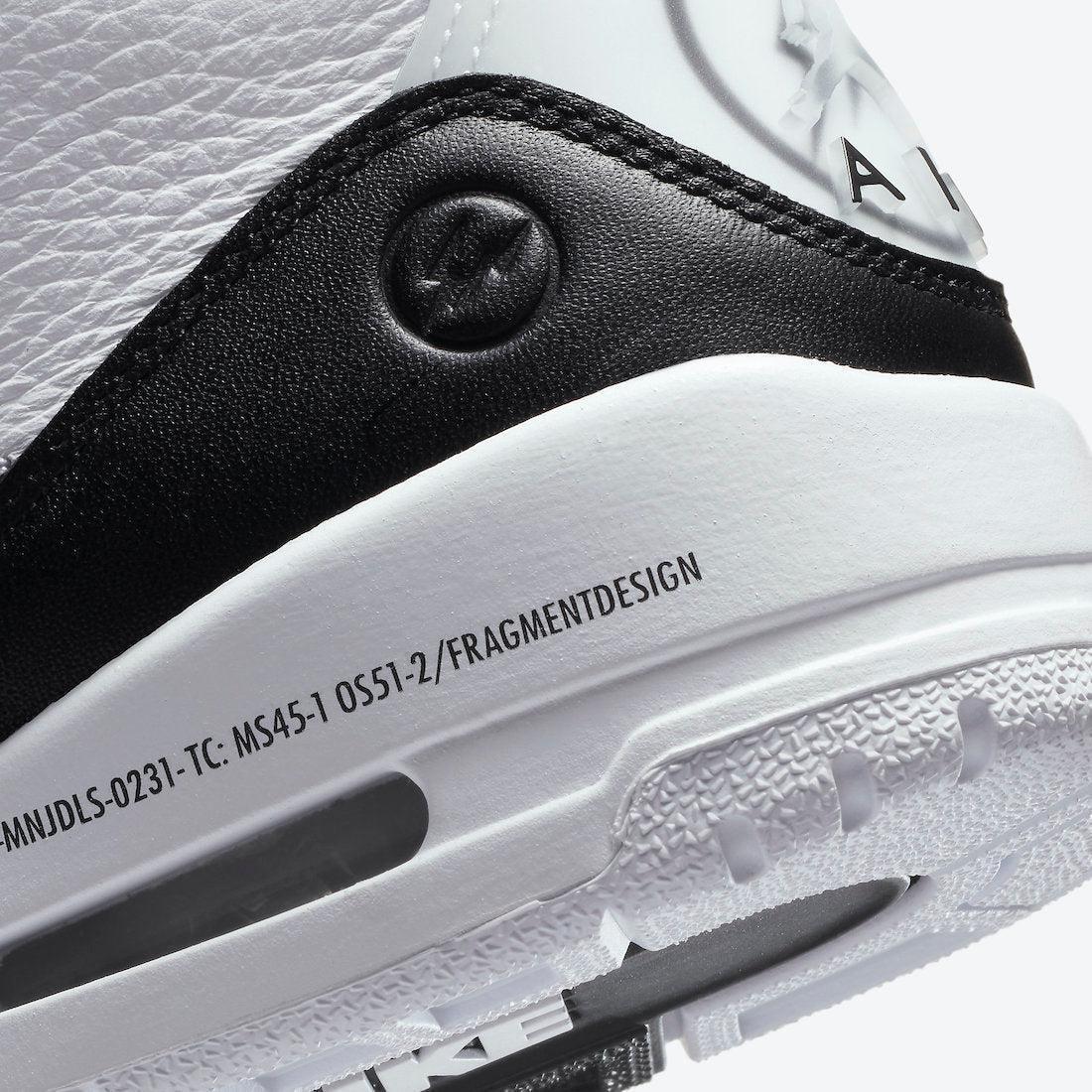 Air Jordan 3 Retro SP x Fragment Design 'Hiroshi Fujiwara' (2020) [DA3595-100] Athletic Basketball Sports Sneakers in White / White - Black for Unisex Adult Mens - AVBL MRKT (8)