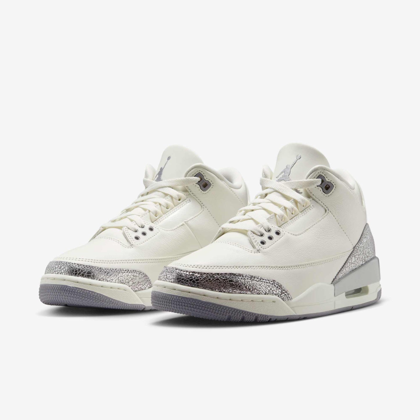 Air Jordan 3 Retro 'Sail / Cement Grey' (2025) (Womens) [CK9246-100] Athletic Basketball Sports Sneakers in Sail / Cement Grey - Metallic Silver for Unisex Adult Female Ladies Girls WMNS - AVBL MRKT (1)