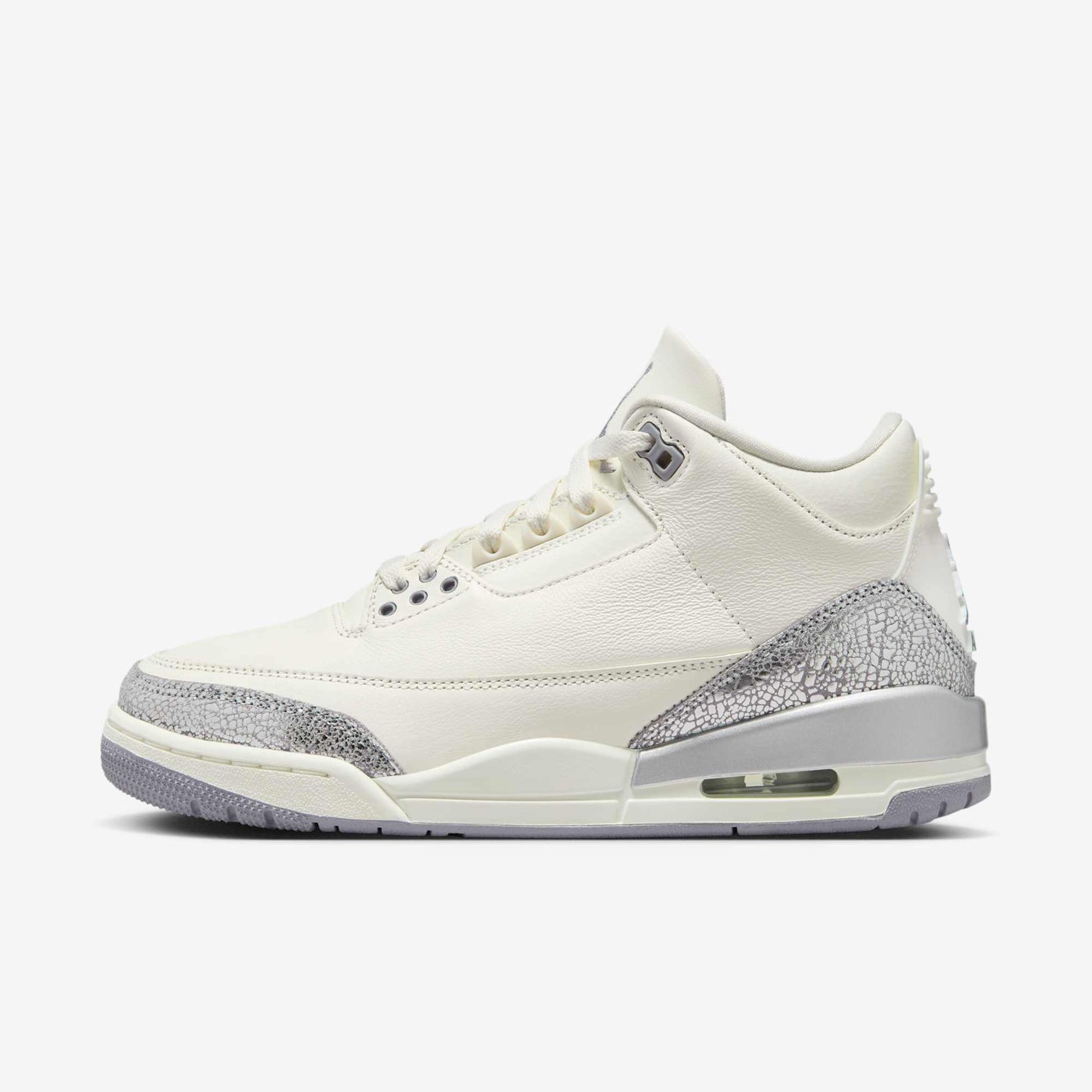 Air Jordan 3 Retro 'Sail / Cement Grey' (2025) (Womens) [CK9246-100] Athletic Basketball Sports Sneakers in Sail / Cement Grey - Metallic Silver for Unisex Adult Female Ladies Girls WMNS - AVBL MRKT (2)
