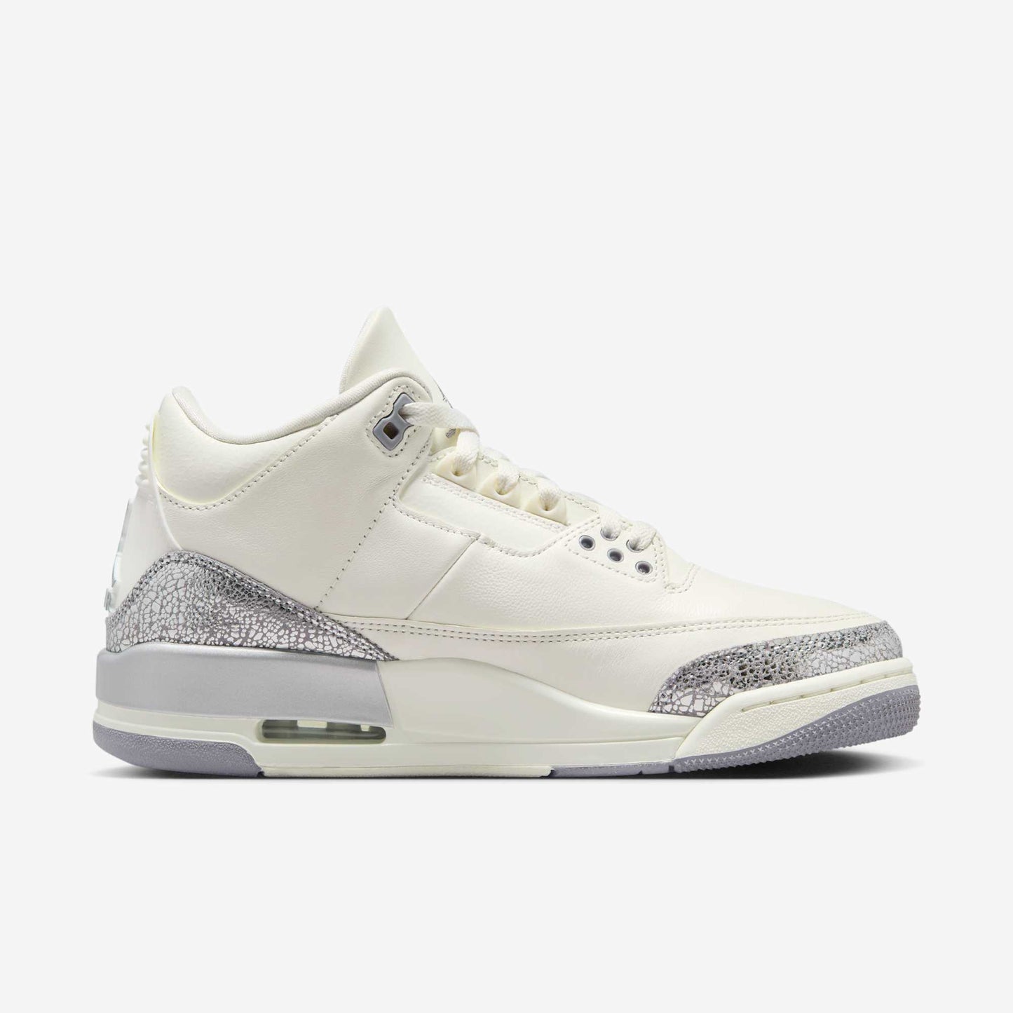 Air Jordan 3 Retro 'Sail / Cement Grey' (2025) (Womens) [CK9246-100] Athletic Basketball Sports Sneakers in Sail / Cement Grey - Metallic Silver for Unisex Adult Female Ladies Girls WMNS - AVBL MRKT (4)