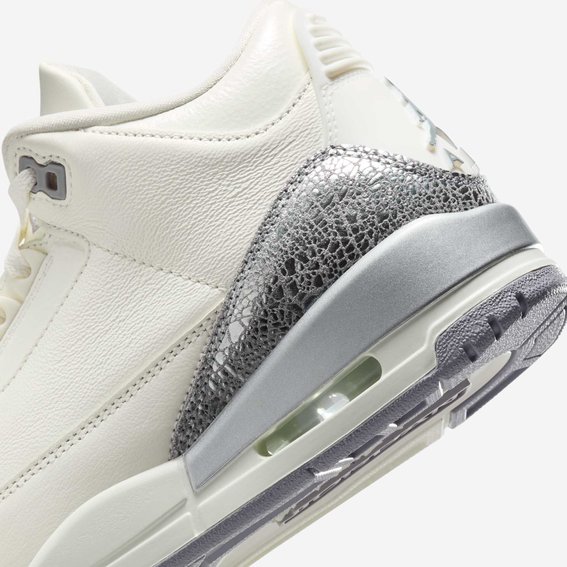 Air Jordan 3 Retro 'Sail / Cement Grey' (2025) (Womens) [CK9246-100] Athletic Basketball Sports Sneakers in Sail / Cement Grey - Metallic Silver for Unisex Adult Female Ladies Girls WMNS - AVBL MRKT (8)